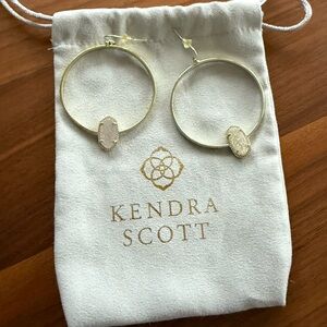 Kendra Scott Elora Earrings Gold Iridescent Drusy Stone Circle Hoop